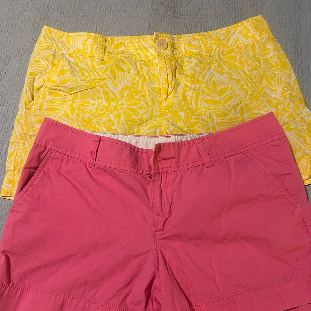 Lilly Pulitzer Pink and Yellow Shorts 2 pair  Size 12
